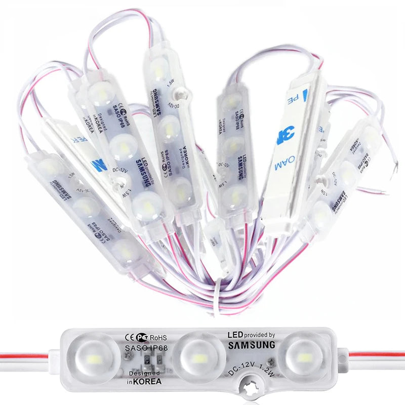 modules led 12v ip68 étanches blanc rouge noir câbles industriels adhésifs vissage