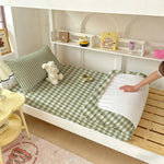 litreie moderne drap plat carreaux vertclair blanc opacité 3pièces single superking king queen twin