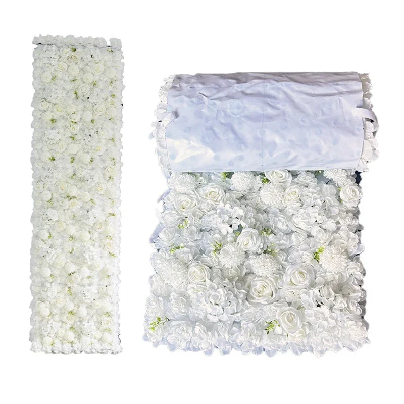 décoration événementielle panneau floral soie blanc rose clair moderne exposition extérieure