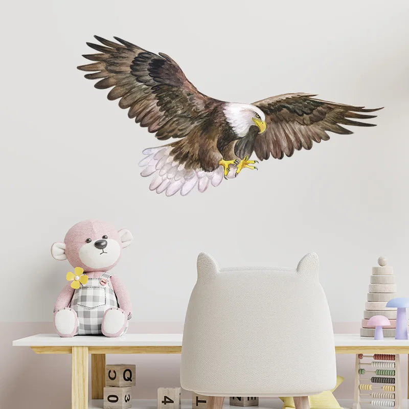 autocollant mural aigle animal compagnie réaliste plumage décoration étudiant dortoir opacité artiste