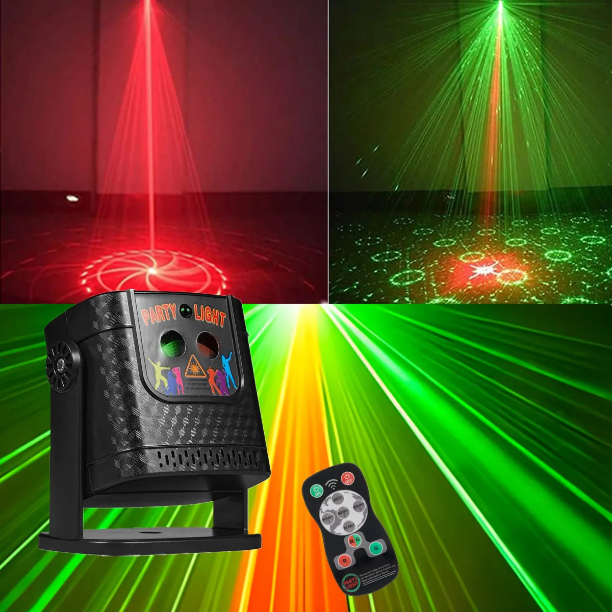 projecteur laser noir moderne télécommande usb batterie extérieure portée stroboscope effet lumière disco