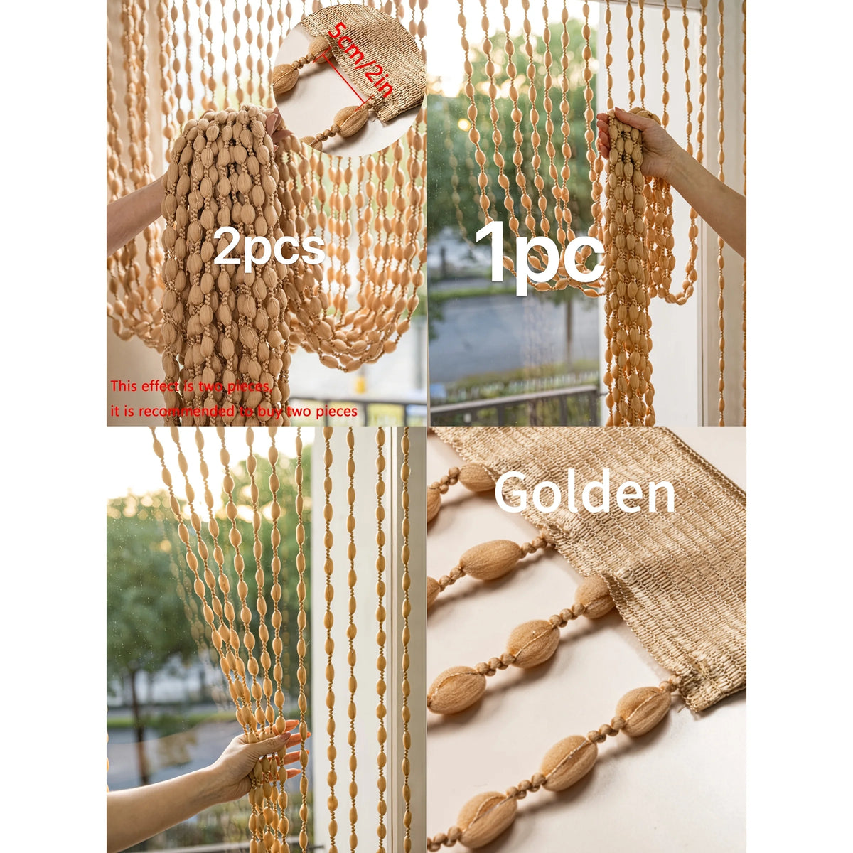 rideau bohème semi transparent bois beige doré blanc salon decoration