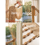 rideau bohème semi transparent bois beige doré blanc salon decoration