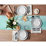 chimene table lin turquoise motifs marbre abstraits moderne élégants maison 100% lin 79x13inch