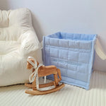 sac rangement coton piqueté moderne doux poignées tissu multicolore beige rose bleuclair jaune blanc