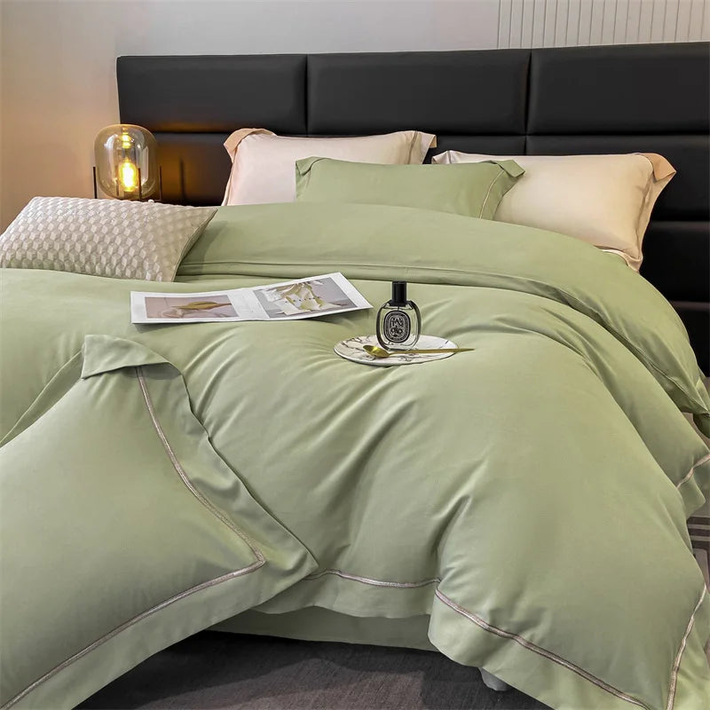 Ensemble literie 4 pièces avec housse de couette unie noire et taies d'oreiller
