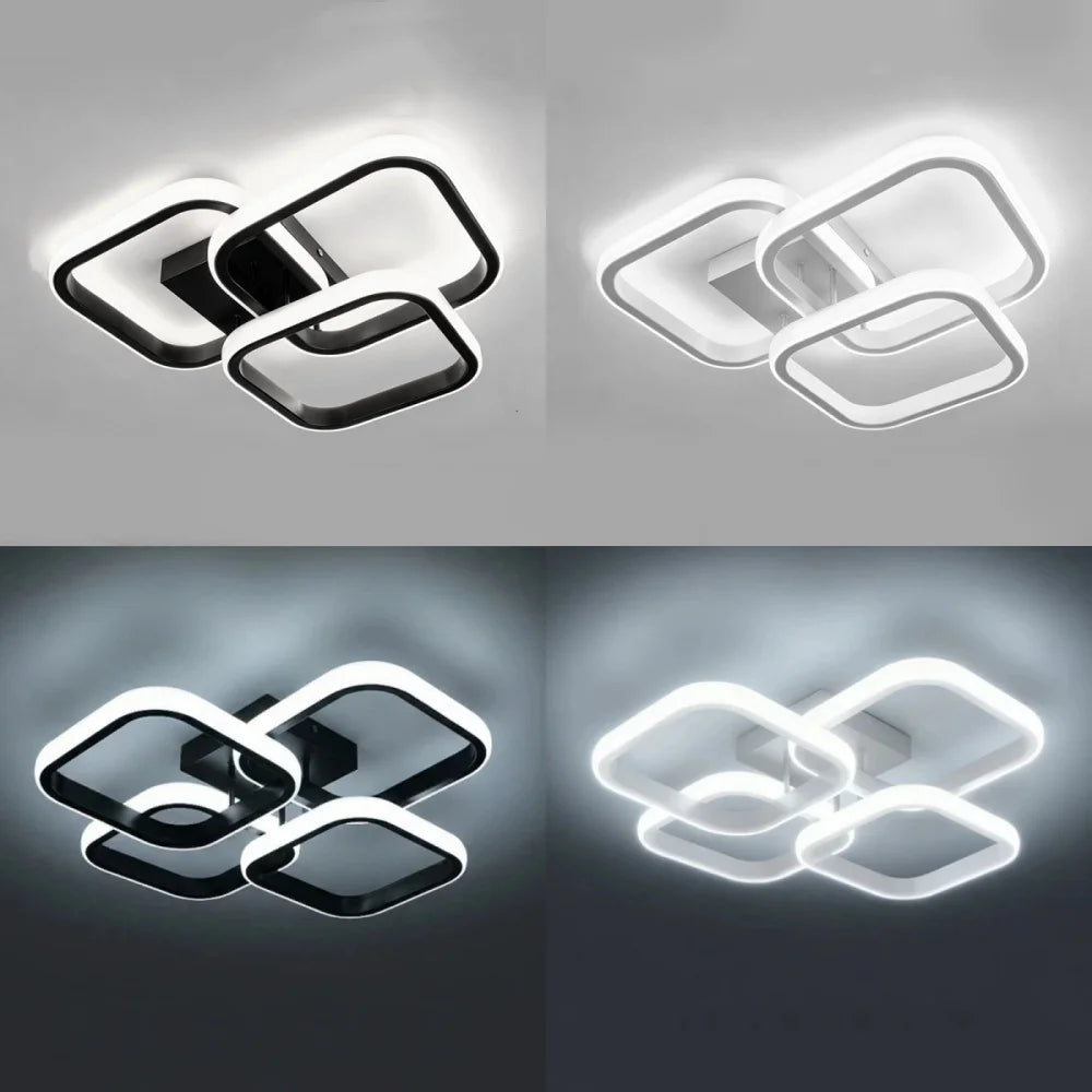 lampe led moderne noire blanc géométrique carré opaque minimaliste montée surface chambre salon