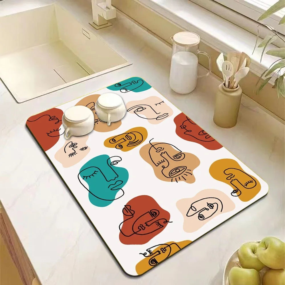 tapis cuisine gris antidérapant absorbant séchage rapide caoutchouc protection plan travail moderne