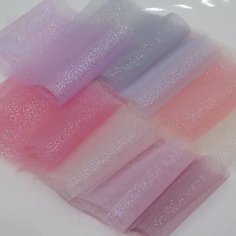 ruban tulle pailleté violet bleu rose gris noir décoratif translucide 6cm 5yards