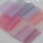 ruban tulle pailleté violet bleu rose gris noir décoratif translucide 6cm 5yards