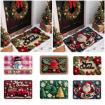 tapis sol noël motifs décoration rouge vert blanc antidérapant festive classique bienvenue merrychristmas