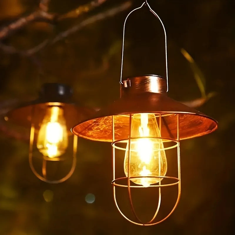 lanterne suspendue cuivre vintage solaire imperméable extérieur jardin patio contemporain