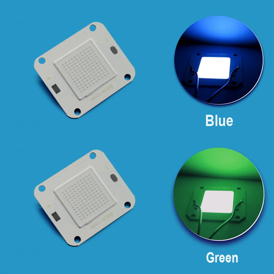 projecteur led 50w cob chip blanc orange bleu vert moderne