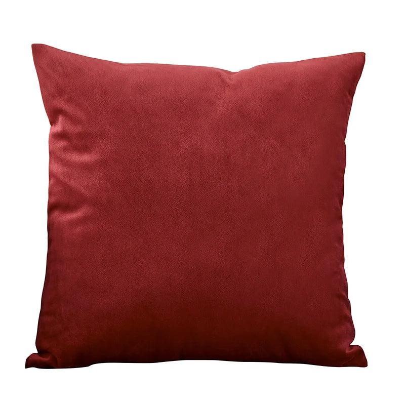housse coussin carrée velours uni canapé salon décoration maison 45x45cm