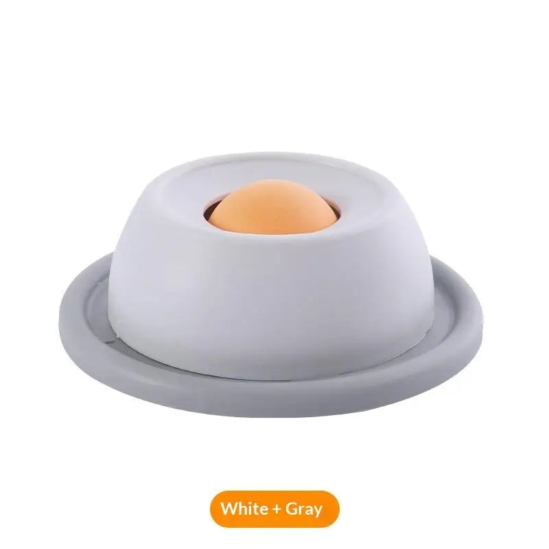bol nourriture chat blanc jaune vert moderne fun rond lisse sans fixation interactive friandise