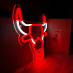 lampe néon tête taureau rouge blanche moderne usb powered chaîne fixations