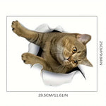 sticker mural chat 3d gris beige bleu noir autocollant animal compagnie mur carrelage meuble