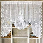 rideau floral transparent polyester blanc dentelle champêtre plissé intérieur extérieur boutiquehôtelcafé