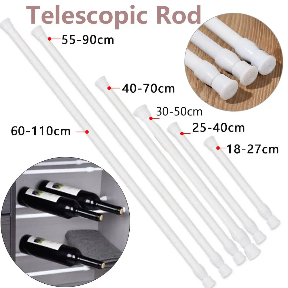 tige télescopique moderne blanc lisse sans perçage embouts protection extensible 55 90 cm