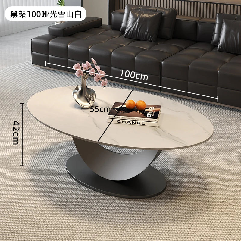table basse ovale moderne blanche effet marbre gris salon meuble bois luxe
