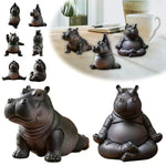 statue hippopotame noir résine texture mat réaliste maison 6.5cm 7cm 5.5cm