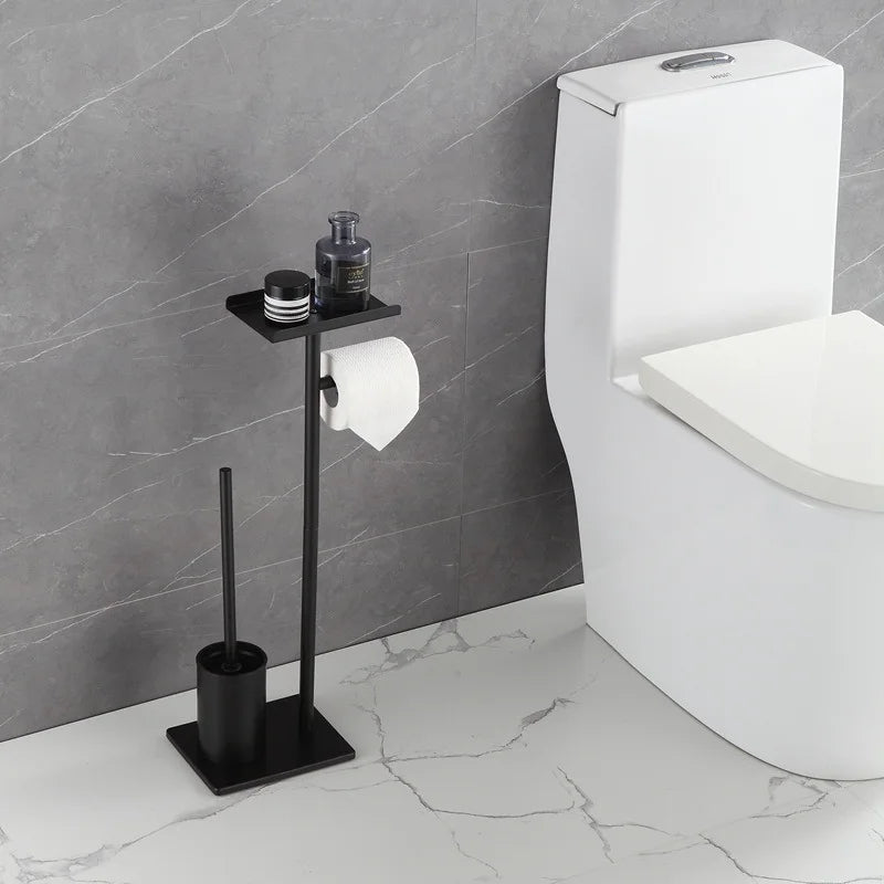 support papier toilette moderne brosse wc intégrée or argent noir