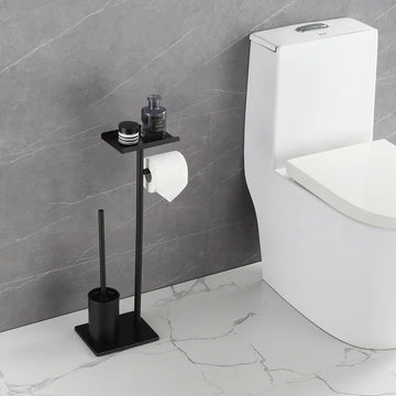 support papier toilette moderne brosse wc intégrée or argent noir