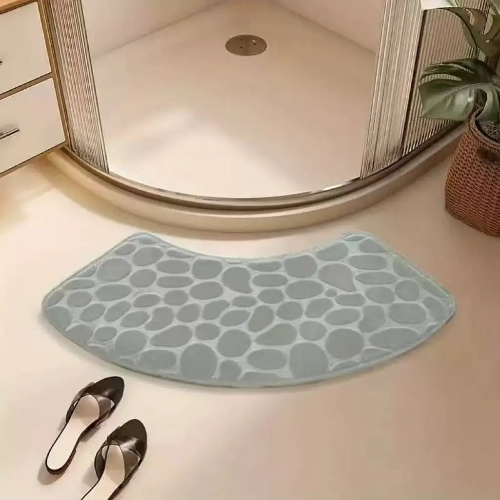 tapis bain gris clair motif galets moderne absorbant antidérapant respectueux environnement