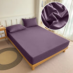 housse lit extensible élastique polyester violet bleu marine gris moderne minimaliste taie oreiller
