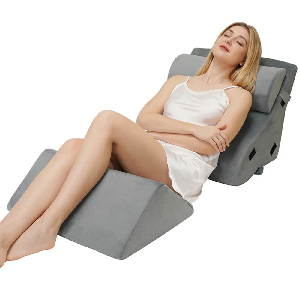 coussins forme cale gris doux mousse mémoire forme couchette ergonomique contemporain adjustable lit