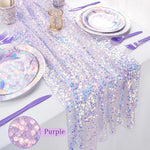 nappes sequins violet rose festives tables deco mariage anniversaire semi transparent tulle sirène