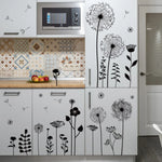 sticker mural fleur noire minimaliste moderne adhésif salon chambre décoration intérieure 105cm 62cm pièces
