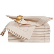 serviettes lin naturel 50x50 cm festonnées motif géométrique élégantes tressées anneaux métal table decoration
