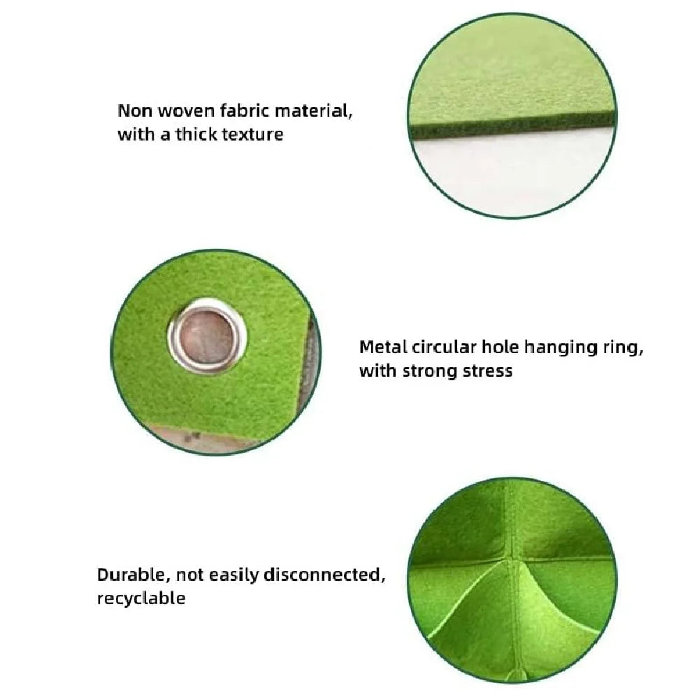 sac plantes muraux 18 poches feutre non tissé vert pratique moderne anneaux métalliquesextérieur