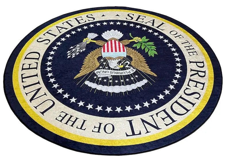 tapis rond moderne bleu foncé présidentiel aigle chambre salon décoratif polyester PVC