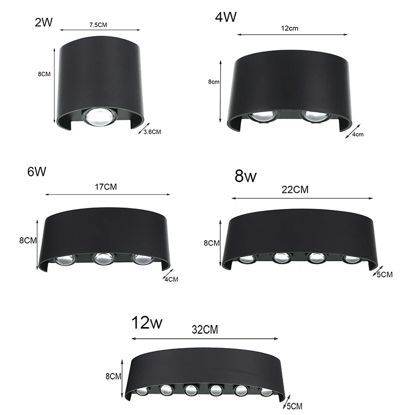 lampes murales modernes led noir jaune exterieur intérieur 4w 8w ip65