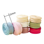 rubans polyester plissés ondulés rose orange beige blanc rouge bleu clair vert noir violet