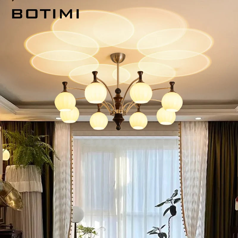 chandelier led or marron foncé abatjour sphérique télécommande moderne floral