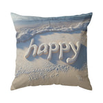 housse coussin plage polyester lettre happy coquillages moderne 40cm 45cm 50cm set decoration chambre