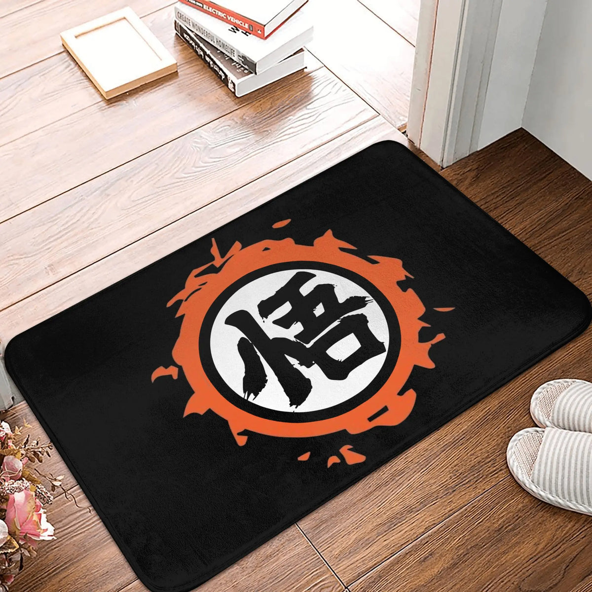 tapis sol anime goku dragon ball motif japonais noir orange salle bain cuisine