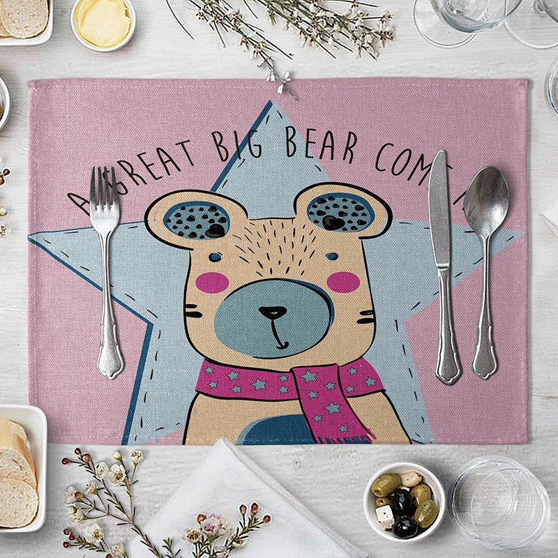 tapis table enfant dessin animé animaux motifs floraux GOOD NIGHT sweet princess table manger