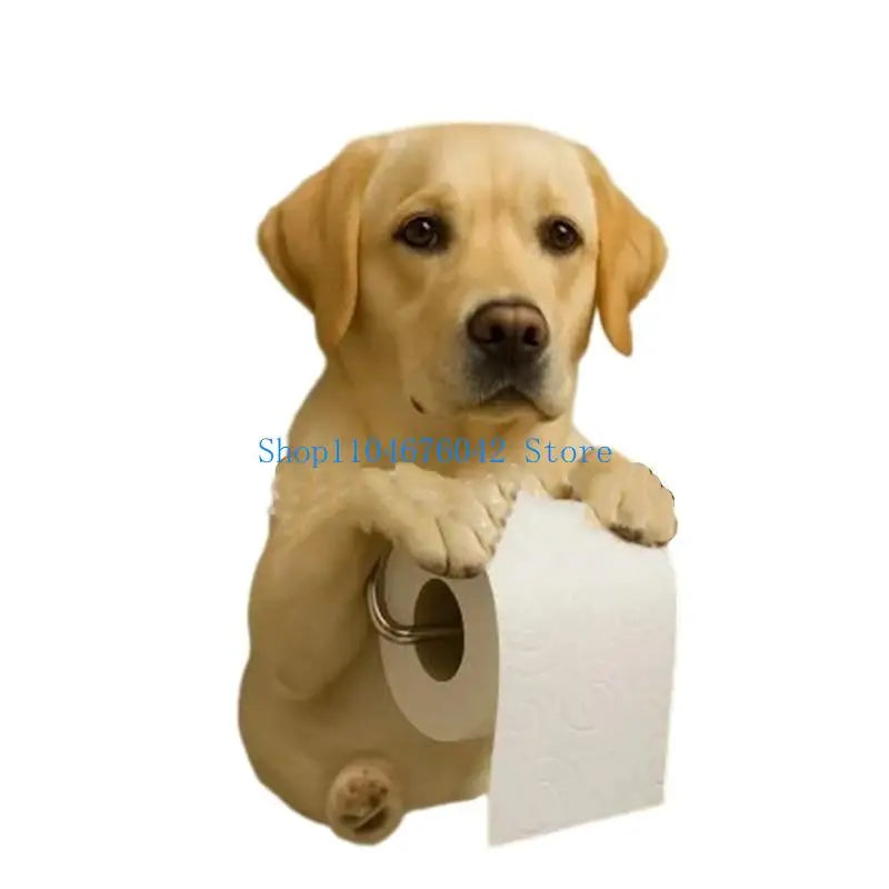 porte rouleau papier toilette forme chien peluche blanc decoratif résine facile nettoyer classique