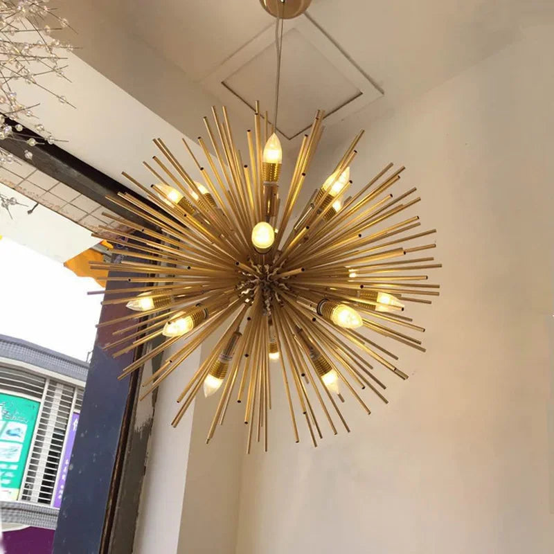 suspension lumineuse or moderne branches radiales ampoules incluses 55cm 65cm 70cm