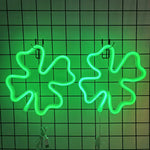 lampe néon vert feuille trèfle moderne intérieure chambre décoration clips câble batterie USB