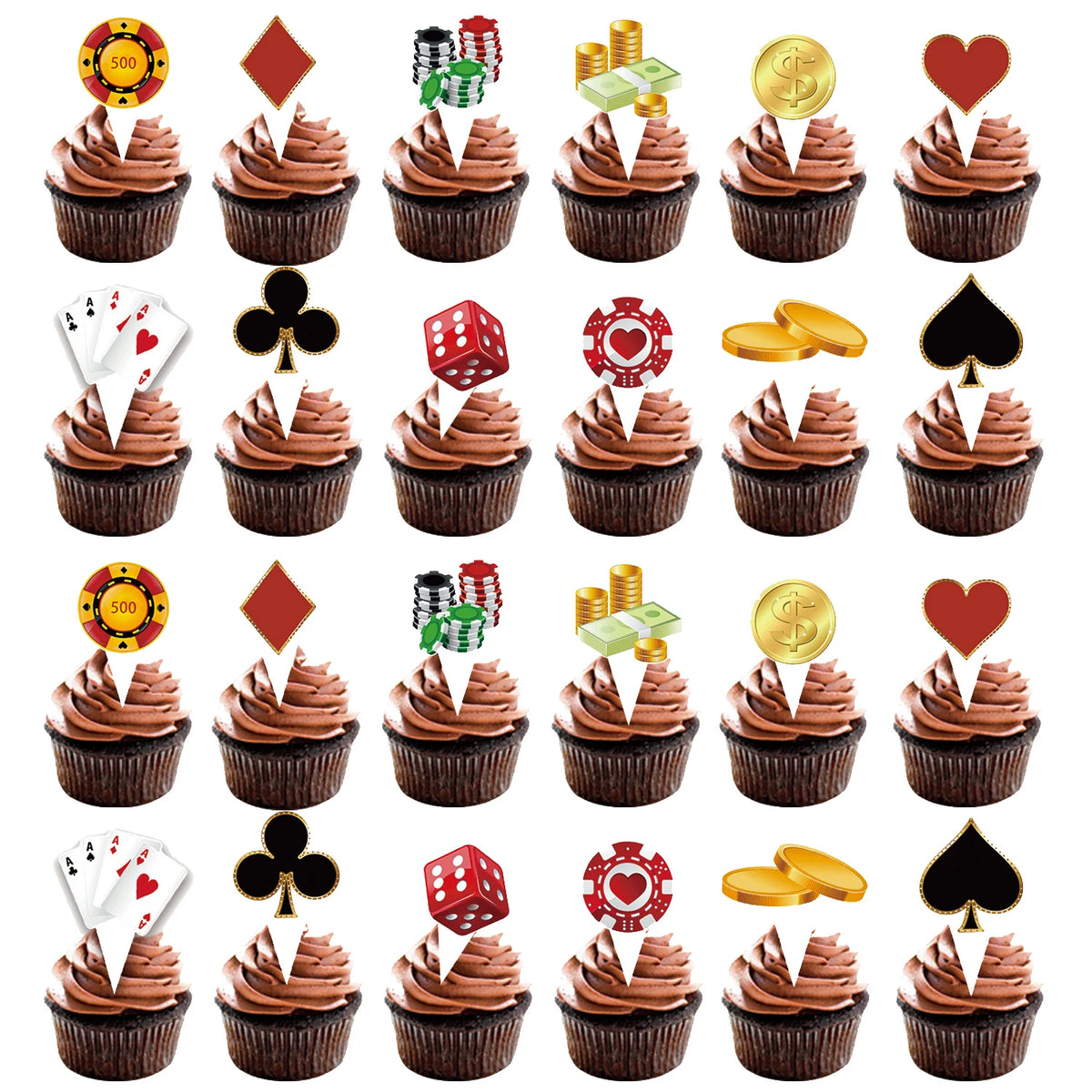 accessoires decoration gâteau anniversaire enfant fête cartes poker symboles casino toppers assiettes decorations suspendues