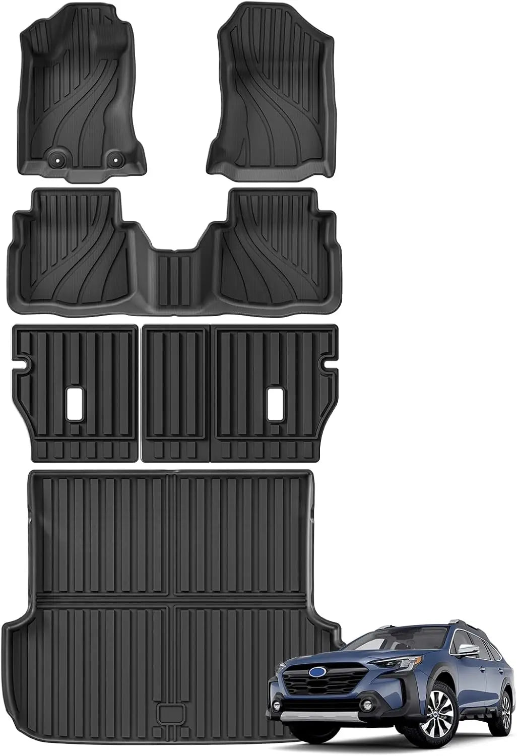 tapis sol voiture noir rayures horizontales moderne antidérapant waterproof clips inclusion full set