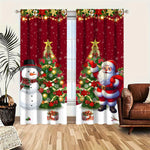 rideau noël rouge blanc santa clause arbre neige flocons guirlandes lumineuses anneaux métalliques polyester