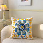 taies d'oreiller brodées motifs floraux coton polyester 45x45cm couleurs variées décoration intérieure coussins décoratifs