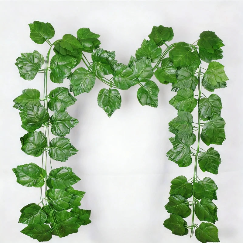 guirlande artificielle feuilles vertes ovales moderne décoration maison fête anniversaire mariage 240cm