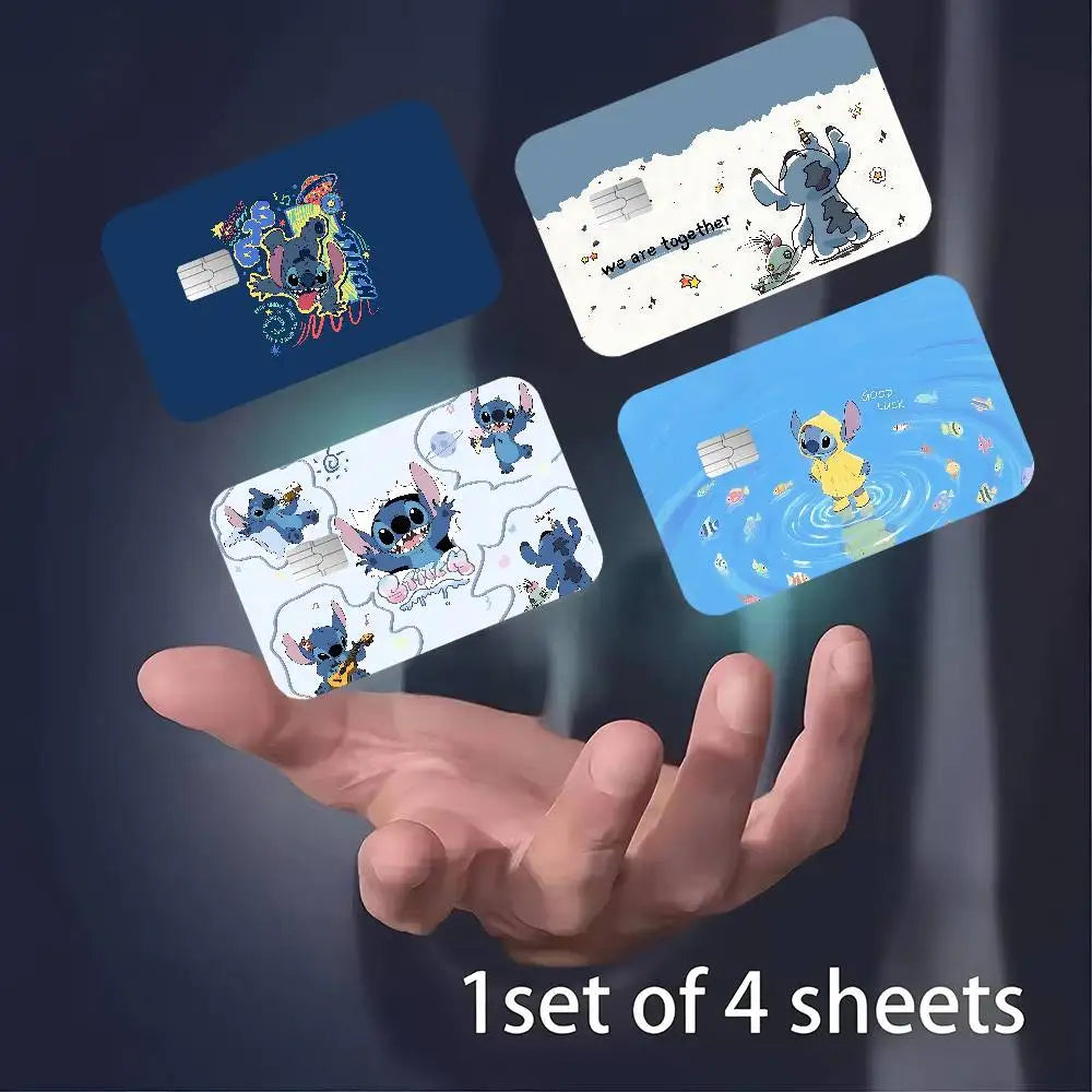 étiquettes carte bancaire stitch dessin animé mignon adhésif réutilisable waterproo